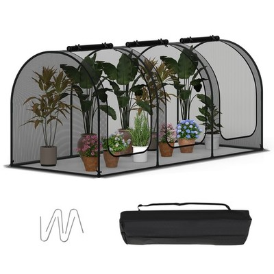 108 x 48 x 47in Portable Crop Cage w/3 Roll-Up Zippered Doors 4 Ground Stakes