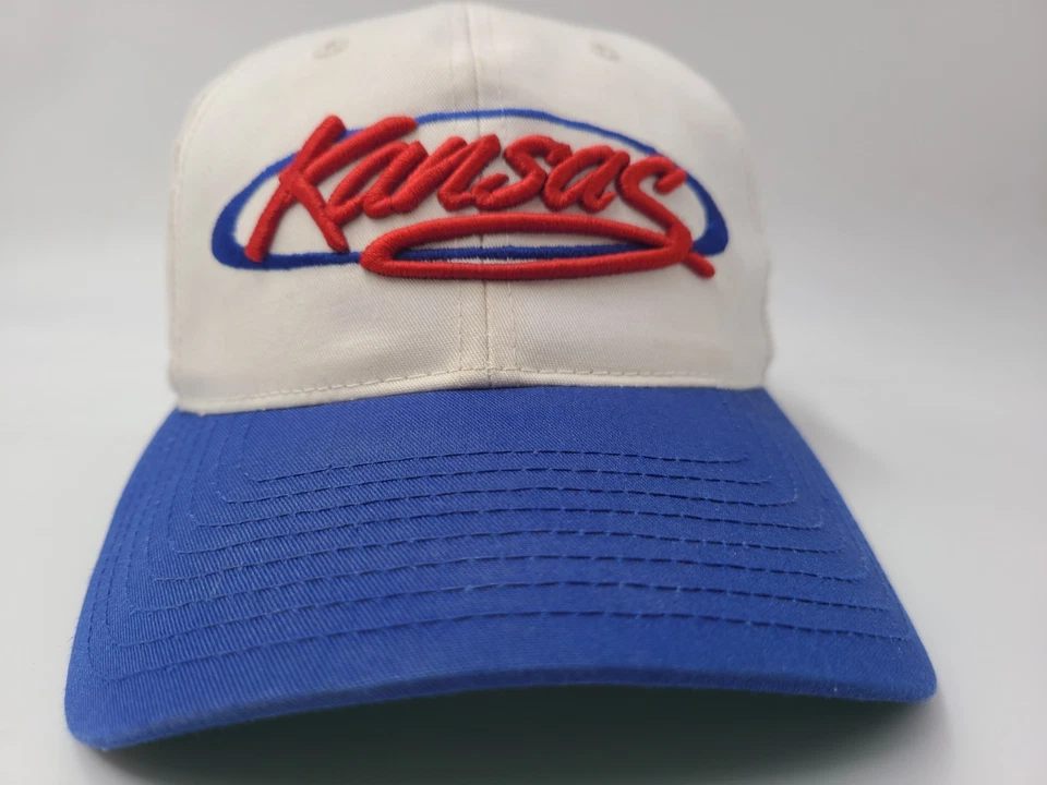 Gorra de colección University of Kansas Jayhawks Annco Snapback KU NCAA blanca azul Foto 2 de 4