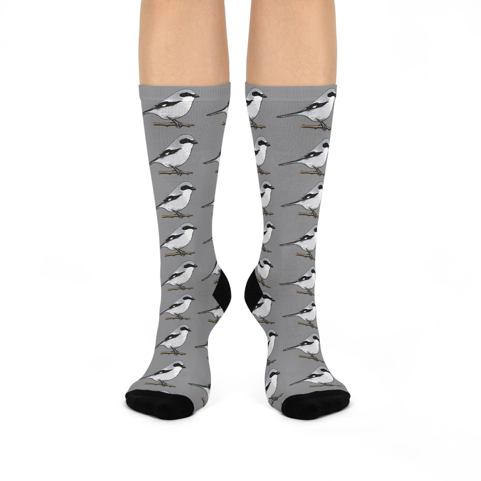 Loggerhead Shrike Cushioned Crew Socks | Bird Illustration, One Size