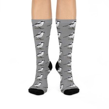 Loggerhead Shrike Cushioned Crew Socks Bird Illustration, One Size