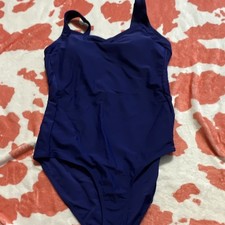 Women s Blue/Black Solid One Piece Swimsuit Adjustable Straps Regular Size M