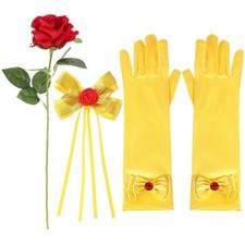 Preboun Princess Costume Accessories Yellow Bow Hairband Gloves Rose Flower K...