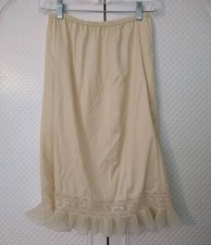 Vintage midi Half Slip Ivory Cream Skirt Womens 24" waist, with ruffle READ