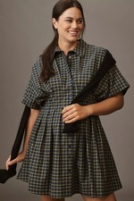 Anthropologie Tobie Mini Shirtdress by Exquise Navy Plaid Size 3X NWT Plus Size