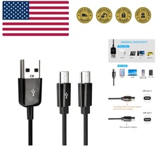 USB Type C Splitter Charging Cable,1ft 2 in 1 Multi Charging Cable, USB A to ...