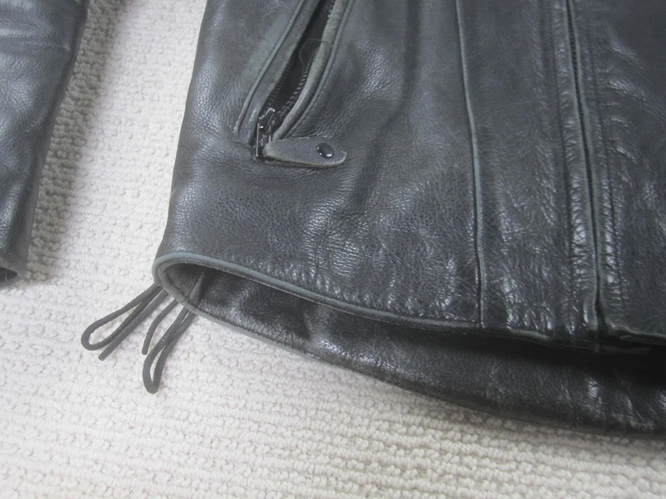 Chaqueta de cuero River Road para motocicleta para hombre 38 cordones laterales negros café corredor Foto 2 de 4