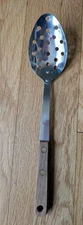 ROBINSON KNIFE CO Stainless Steel Slotted Serving Spoon with Wood Handle 12"