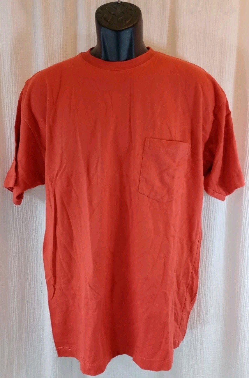 FILA T shirt uomo Savile Row arancione con tasca taglia L manica corta 100% cotone