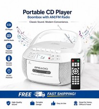 Greadio Boombox CD-X2A Player Cassette, Cd Bluetooth AM/FM Radio USB