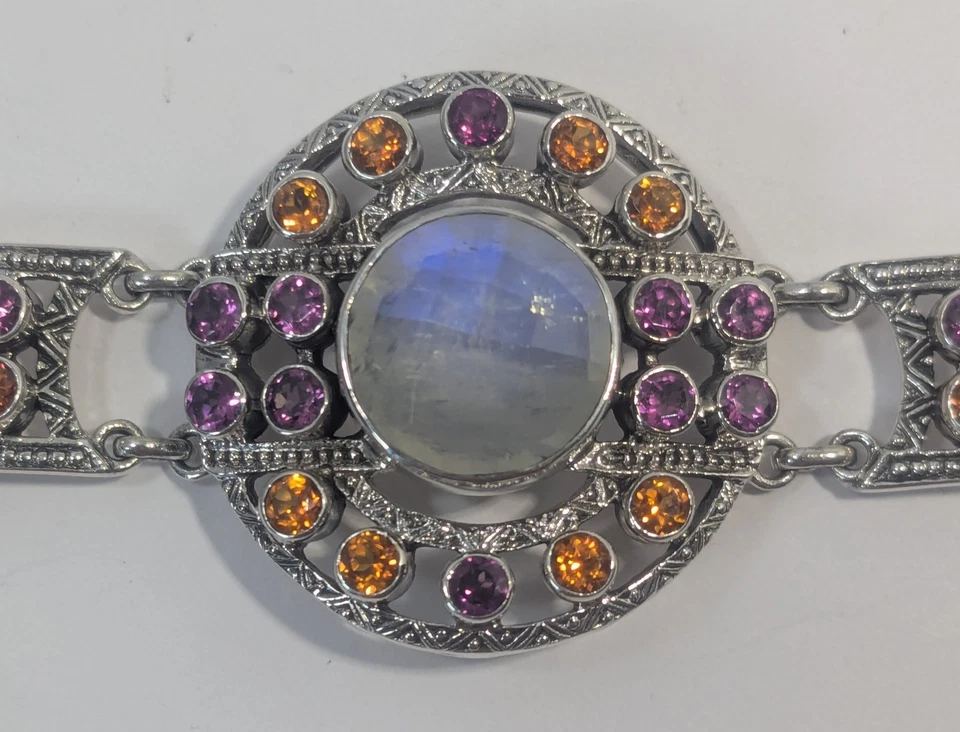 ** (NOS) Nicky Butler 925 S.Pulseira Prata Pedra da Lua/Multigem AP-10 - Imagem 3 de 4