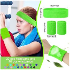 80s Style Sweatband Set - 60 Pieces for Workout and Tennis