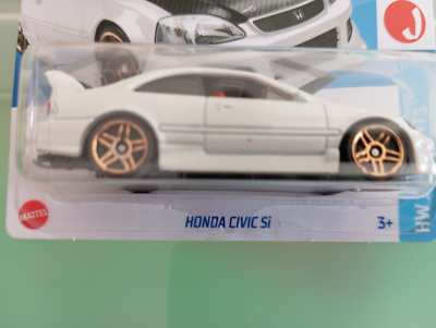 Hot Wheels Honda Civic Si 1/64 - Série J-Imports - Voiture Classique Dorée Métallisée - Carte Tigre Incluse - Dès 3 Ans