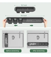 Black Over The Kitchen Sink Caddy Sponge Holder Organizer Drying Rack Kitchen