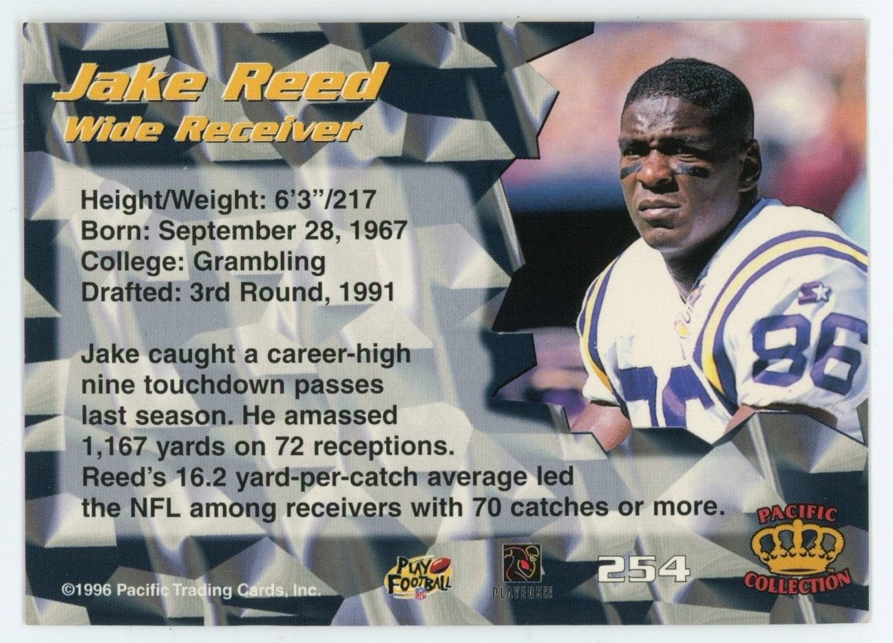 1996 Pacific Crown Collection Jake Reed #254