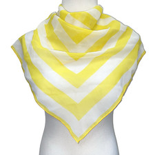 Vtg Sheer Scarf Yellow Square Flaws Spring Cheery Neck Hair Accessory Polyester