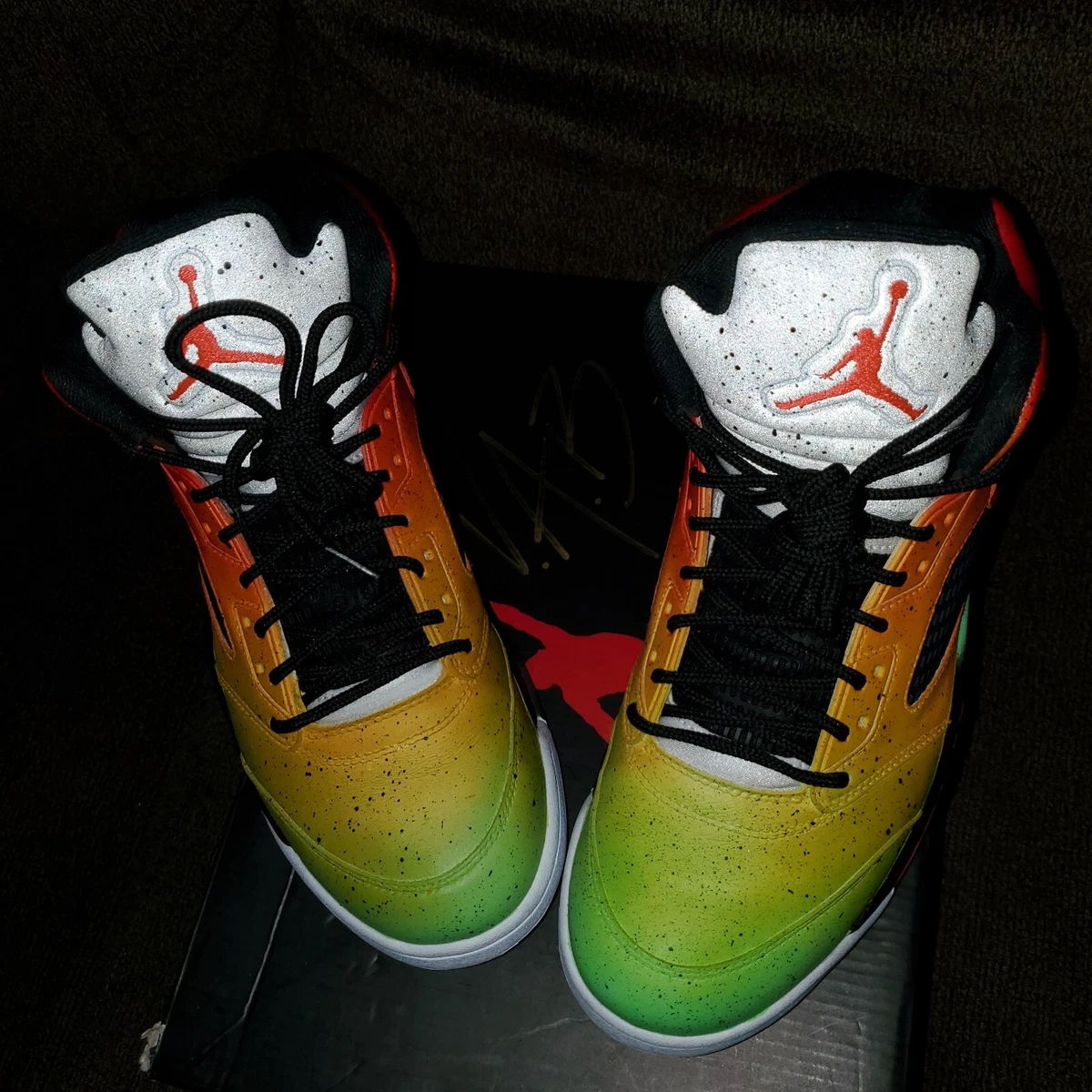 Nike Air Jordan 5 Retro Rasta Custom Sz 9.5 Mens Green Yellow Red