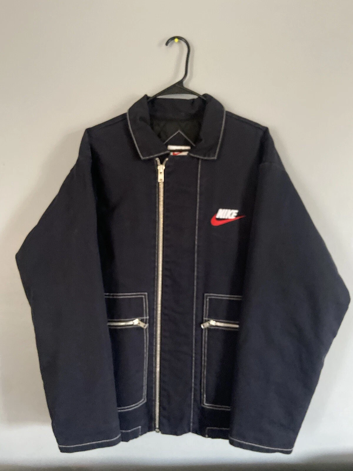 Veste de travail matelassée double fermeture éclair Supreme x Nike FW18 taille moyenne noir denim 