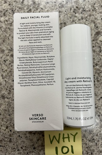 VERSO Daily Facial Fluid with Retinol 8 FULL SZ 1.7oz/50mL NEW SEALED BOX; $95 - Picture 8 of 20