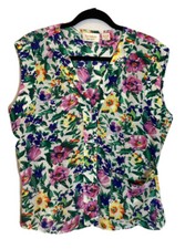 Vintage Victoria's Secret Gold Label Pajama Top Size M Floral Crinkle Tank 90s