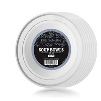 Elite Selection 12 Oz. White Soup Bowls Disposable Plastic Plates With Silver... on sale Elite Selection 12 Oz. White Soup Bowls Disposable Plastic Plates With Silver... on sale