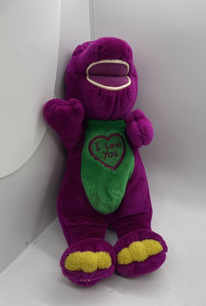 その他 vintage Barney Purple Dinosaur container VINTAGE BARNEY Purple Dinosaur 10” Plush Sings “I Love You