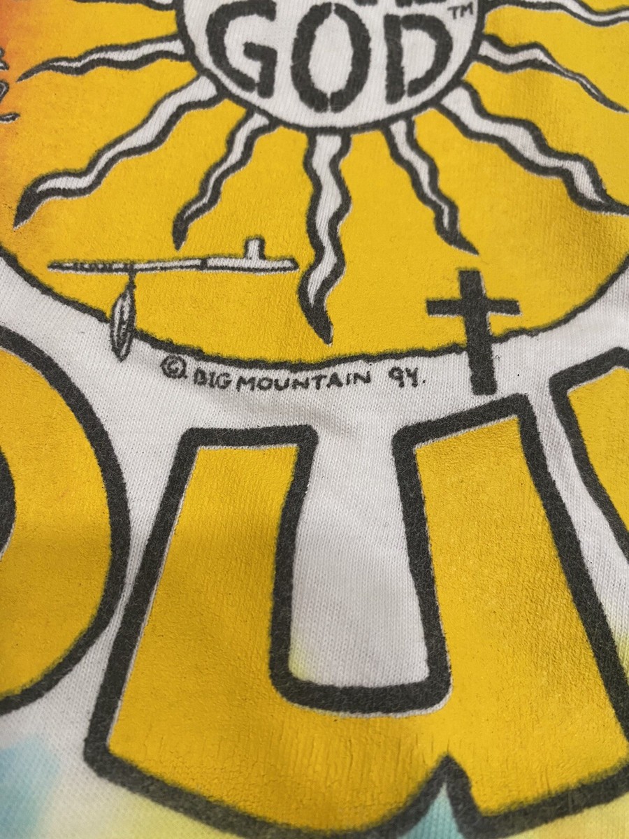 Vintage 1994 Big Mountain One God Tie Dye Sun Face 2XL XXL Shirt
