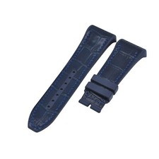 28mm Blue Leather Plated Rubber Strap For Franck Muller Vanguard V41, V45