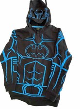 DC Comics Batman Kids Large Sweatshirt Masked Hoodie Full Zip Cape Glow In Dark