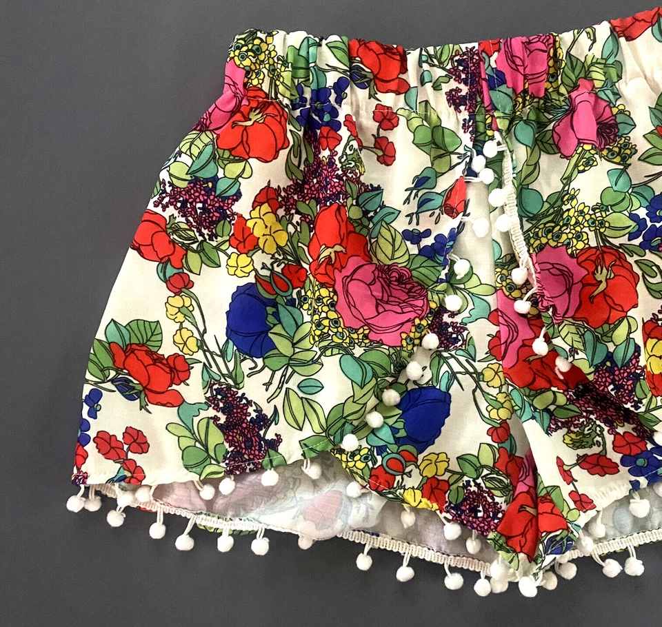 Tobi Floral 100% Polyester Loose Fit Elastic Waist Wide Leg Lightweight Shorts L - Image 4 of 4