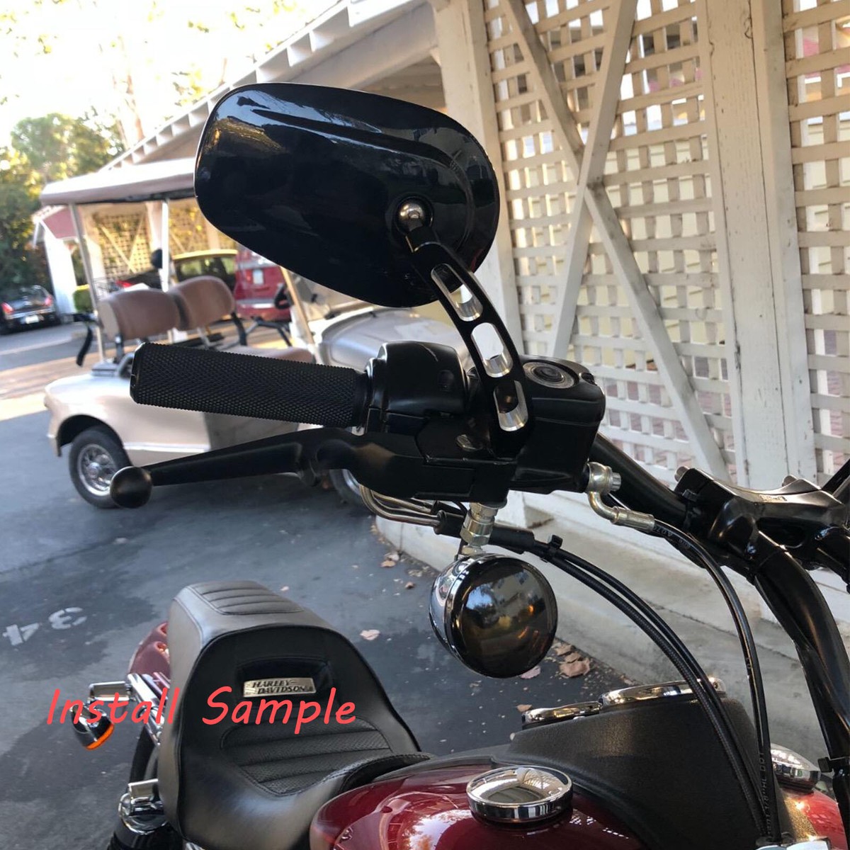 Edge Cut Stem Black Mirrors For Harley Road Glide / Electra Glide