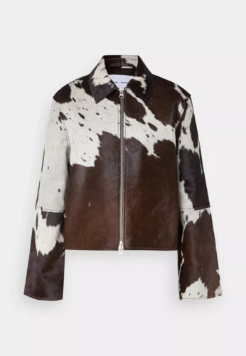 Genuine Women Cowhide Natural Hair On Cow Skin Leather Jacket - Picture 5 of 6