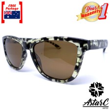 Brown Green Army Square Oversized Acetate Polarised Sunglasses Women/Men/Unisex