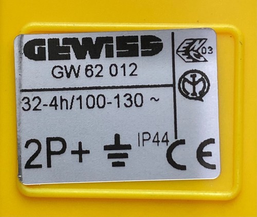 GEWISS GW62012 Straight Connector Mobile Socket, IP44, 2P + E, 32A, 100-130V - Picture 6 of 9