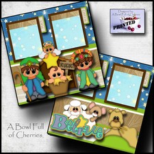 BELIEVE  NATIVITY  CHRISTMAS 2 premade scrapbook pages paper printed  CHERRY