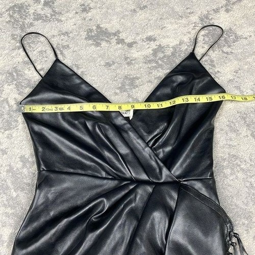 Nuovo abito Jonathan Simkhai Carlee dettaglio frange ecopelle vegan nero taglia 2 - Foto 13 di 15