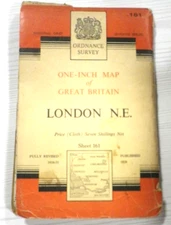 Vintage National Grid Ordnance Survey One Inch Cloth Map 161 London N. E.