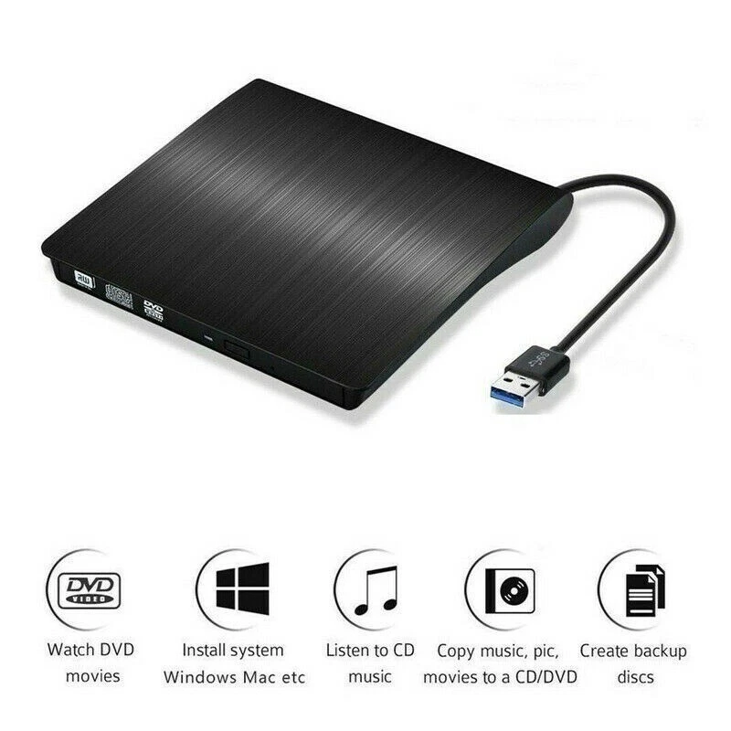 Unidad de DVD Externa USB 3.0 y Tipo-C Plug and Play, para MacBook Pro/Air Laptop Foto 3 de 4