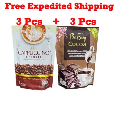 3 Be Easy Cocoa + 3 Be Easy Cappuccino B Coffee Weight Management Detox Burn fat