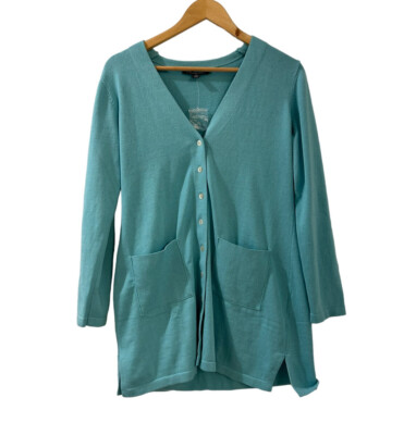 Chadwicks Women's Button Front Cardigan Blue Size Petite Small PS New