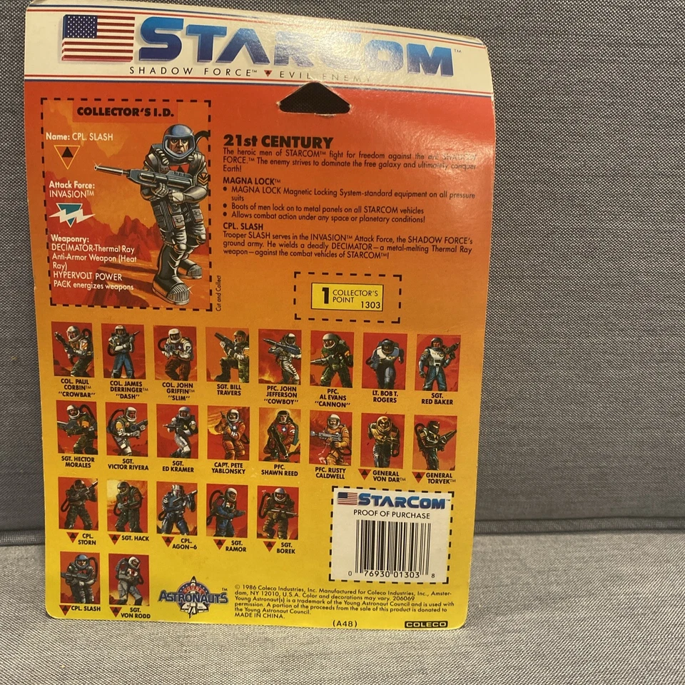 STARCOM - Shadow Force CPL. SLASH Magnetic Action Figure - Sealed (Coleco 1986) - Image 2 of 4
