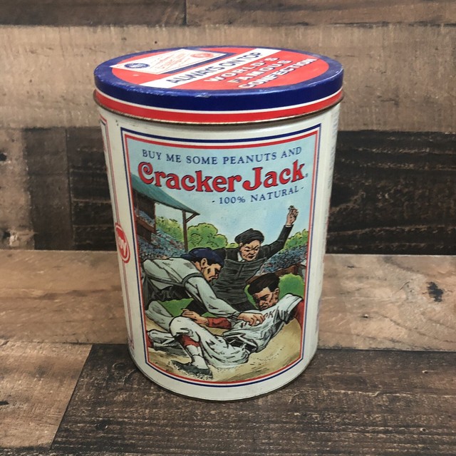 Vintage Cracker Jack Tin 1990 Original Toy Baseball 3 Scenes Limited