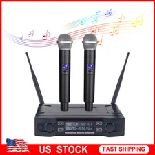 Professional 2 Channel UHF Wireless Dual Microphone Cordless Handheld Mic System