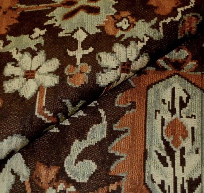 Henredon Sierra Kilm Ikat marrón vintage de 1 yarda Foto 2 de 4