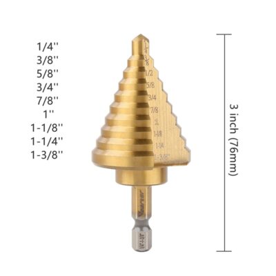 1/5PC HSS Step Cone Drill Titanium Metal Hole Cutter Bit Hex Shank US Stock