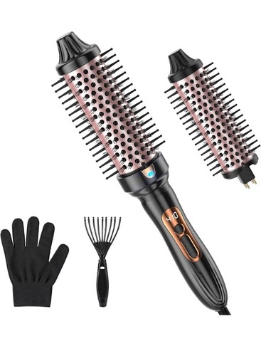 Thermal Brush 2 in 1 Set, Ionic Heated Round Curling Brush Create Volume &...