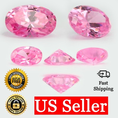 Loose Oval Shape Cut Pink Sapphire CZ Stone Single Cubic Zirconia Oct Birthstone