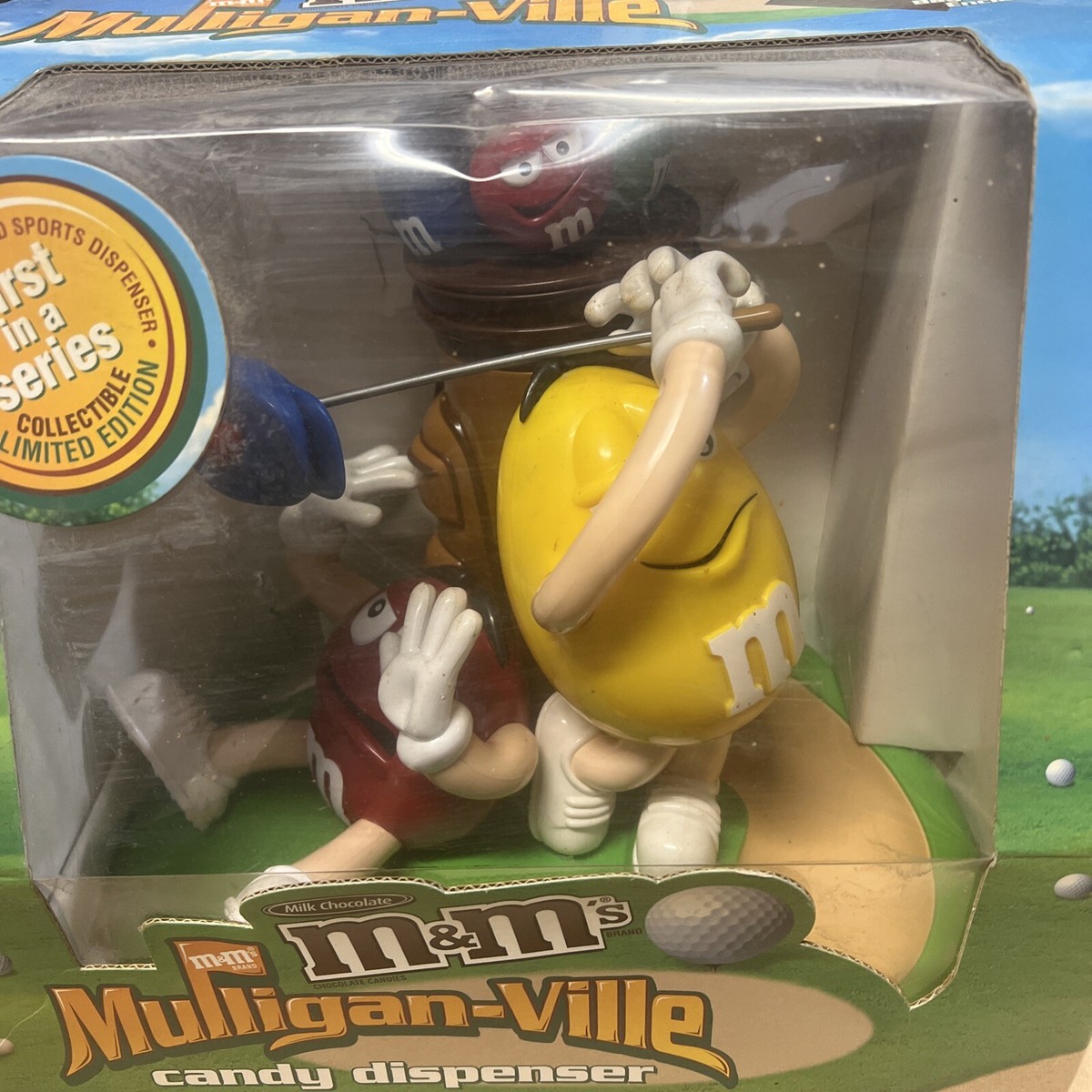 Rare Variant M&M's Mulligan-Ville Golf Candy Dispenser Blue Argyle