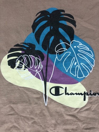 Mens 2XL Champion Tropical Palm Trees Graphic Shirt Heavy Cotton Short Sleeve - Picture 2 of 9