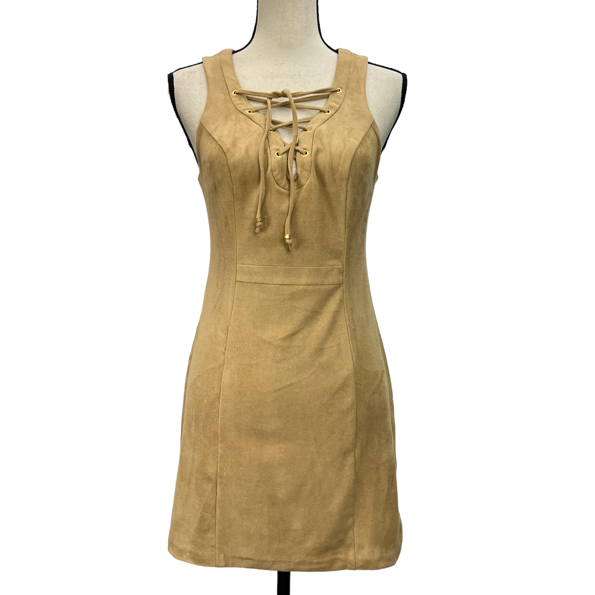chinese dress ladies Faux Suede Lace-up Bodycon Dress – FIREVOGUE main image 1