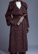 Karen Millen Coat,,belted,teddy Midi Coat,teddy Jacket,designer,chocolate